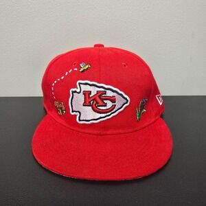 Kansas City Chiefs Hat Cap Mens SnapBack Red Blooming Bee Floral NFL‎ New Era